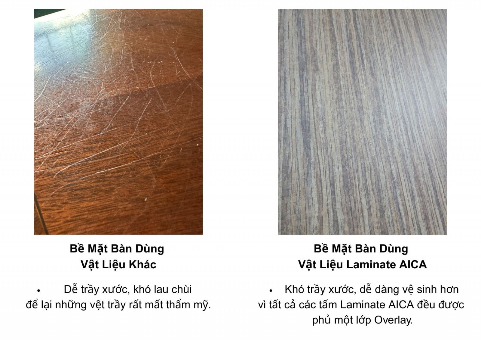 So sánh trầy xước tấm Laminate AICA