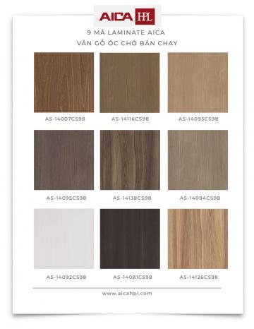 Top 9 mã Laminate AICA vân gỗ óc chó